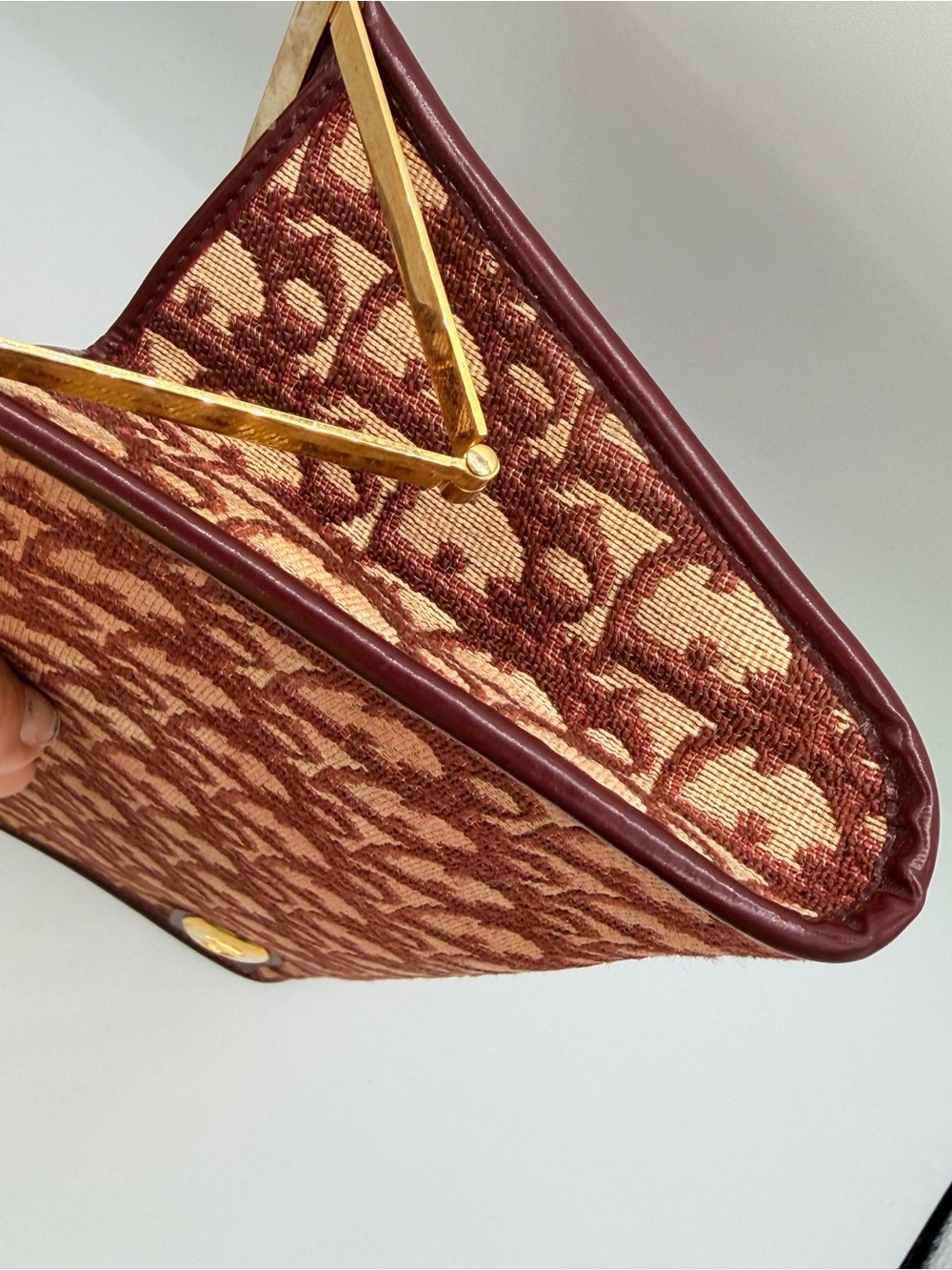 Vintage Burgundy Christian Dior Monogrammed Clutch - Picture 4 of 9